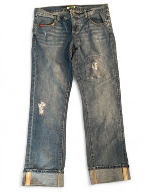 ETT TWA Vintage Lightly Distressed Cuffed Blue Jeans Womens Size 29